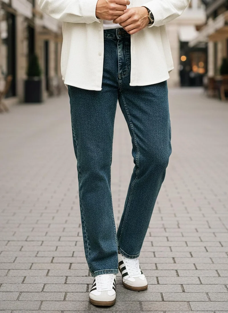 أوربانو فاشن Urbano Fashion Men's Light Blue Regular Fit Heavy Washed Denim Jeans Stretchable